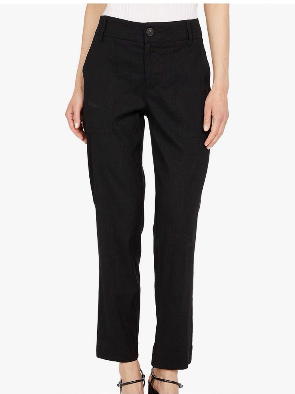 Vince Women’s Utility Pants Size 2 Black Crop Taper Linen High Rise Minimalist